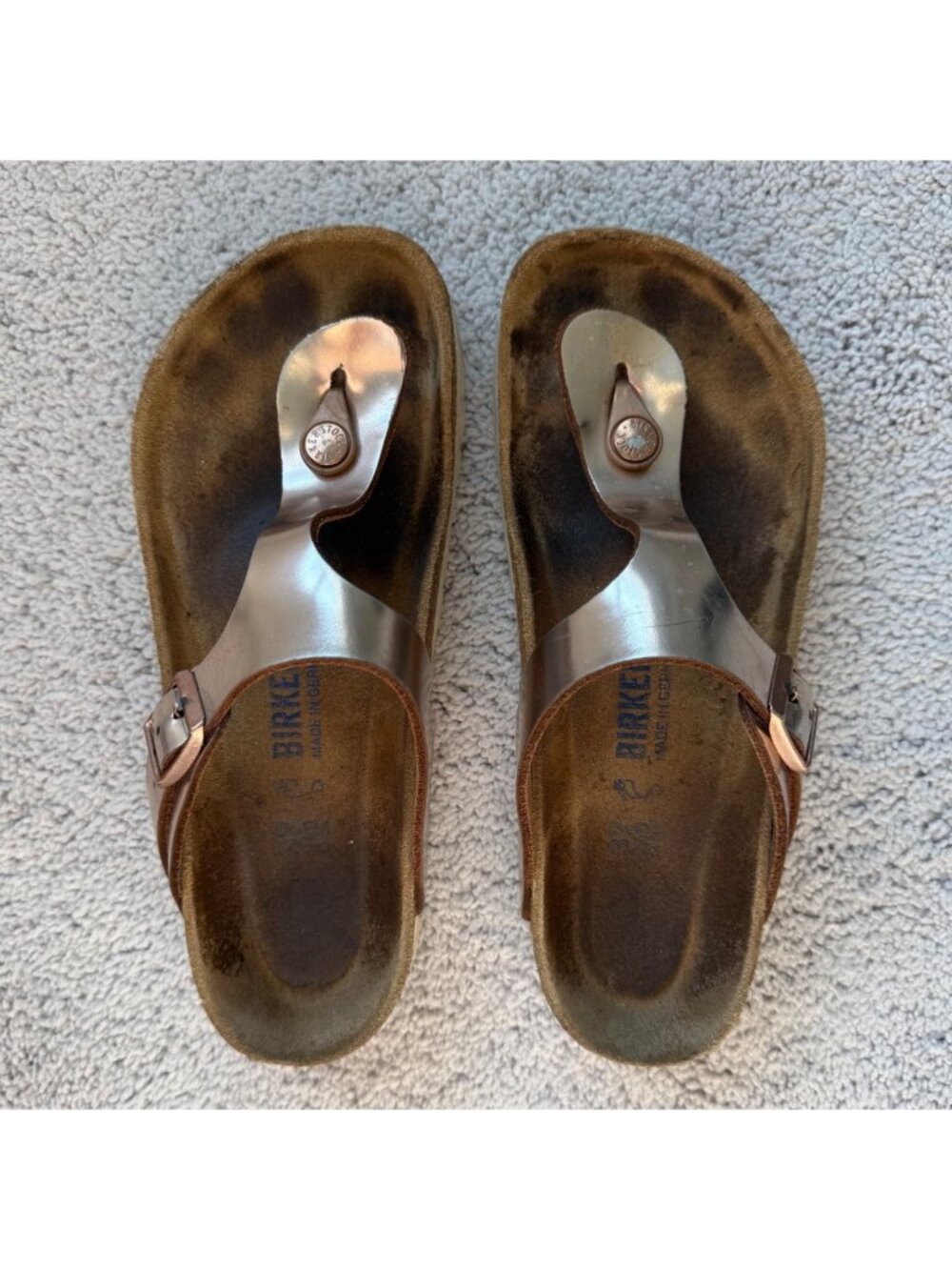 Birkenstock Size 37 / US Size 6.5-7 Rose Gold Metallic Thong Gizeh Sandal